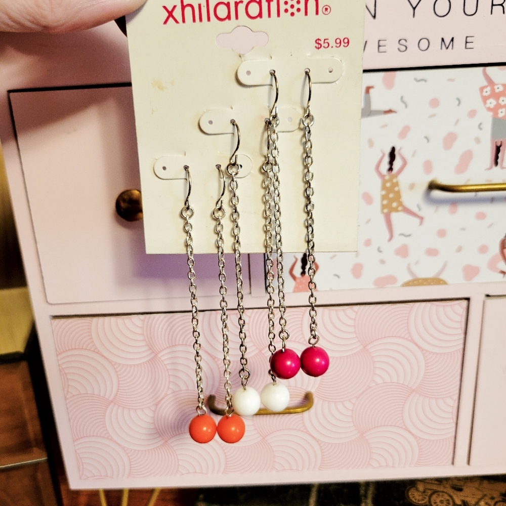 3 set dangling ball earrings